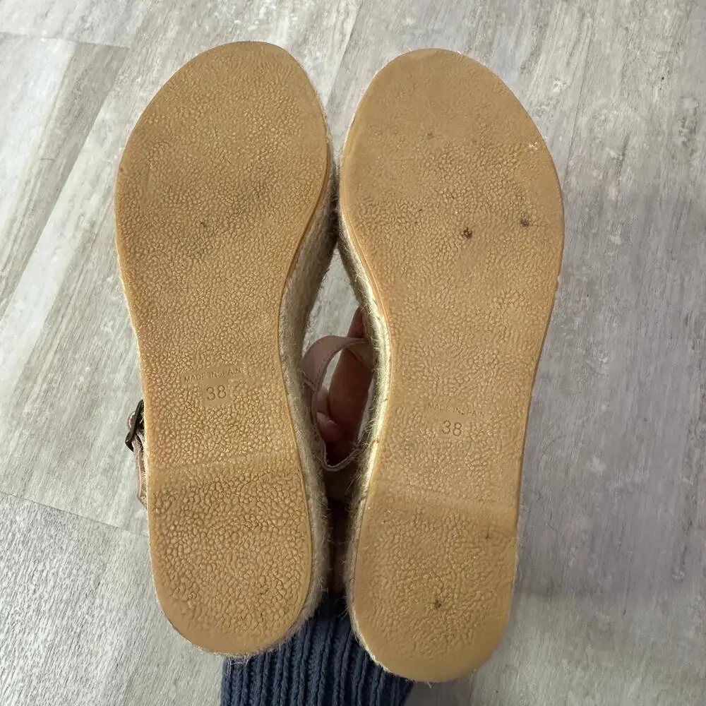 MANEBI Suede Platform Espadrille Sandals In Pink Size 38